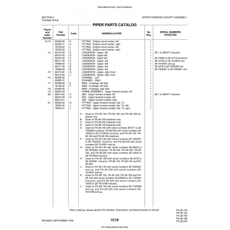 Aviation Part (7610189) — Piper PA-28 Cherokee Aviation Part (7610189) — Piper PA-28 Cherokee