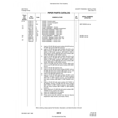 Aviation Part (65311) — Piper PA-28 Cherokee