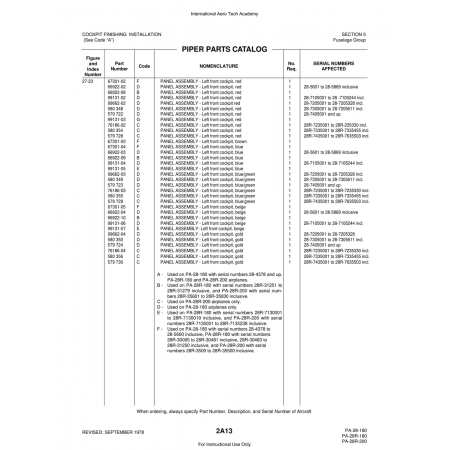 Aviation Part (66922-08) — Piper PA-28 Cherokee