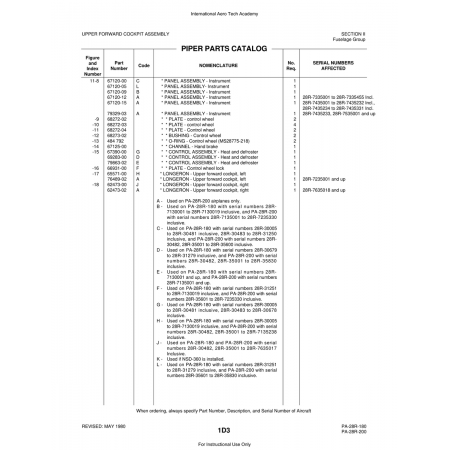 Aviation Part (67120-12) — Piper PA-28 Cherokee