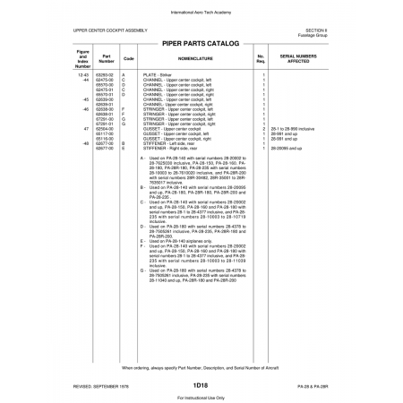 Aviation Part (62475-01) — Piper PA-28 Cherokee Aviation Part (62475-01) — Piper PA-28 Cherokee