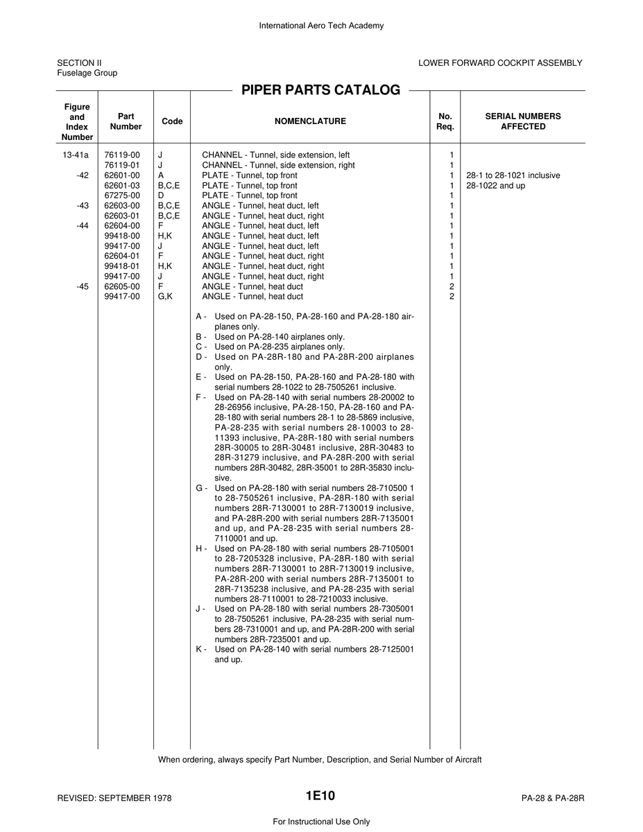 Aviation Part 13-41a for Piper PA-28 Cherokee Aircraft