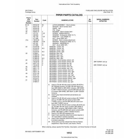 Aviation Part (67374-01) — Piper PA-28 Cherokee