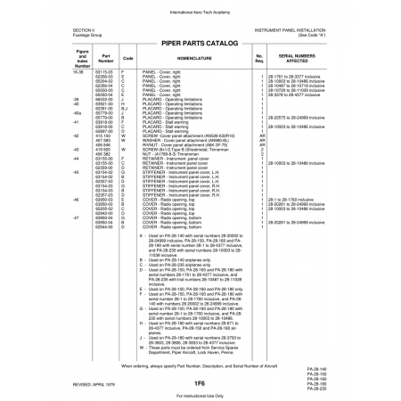 Aviation Part (62897-00) — Piper PA-28 Cherokee Aviation Part (62897-00) — Piper PA-28 Cherokee
