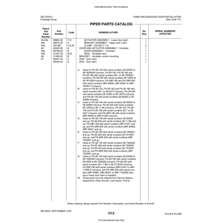 Aviation Part (65799-00) — Piper PA-28 Cherokee Aviation Part (65799-00) — Piper PA-28 Cherokee