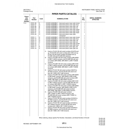 Aviation Part (67231-16) — Piper PA-28 Cherokee