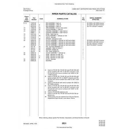 Aviation Part (63633-29) — Piper PA-28 Cherokee