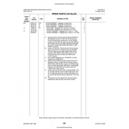 Aviation Part (62657-00) — Piper PA-28 Cherokee