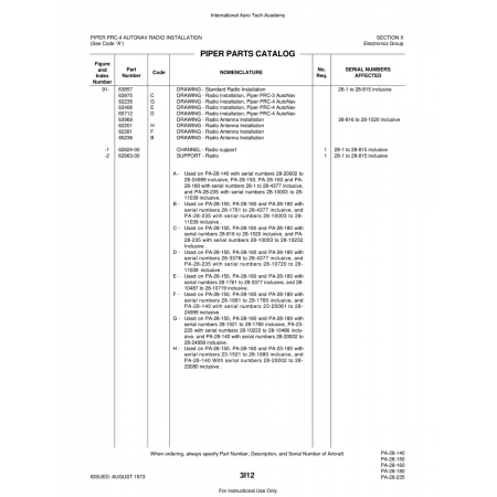 Aviation Part (62663-00) — Piper PA-28 Cherokee Aviation Part (62663-00) — Piper PA-28 Cherokee