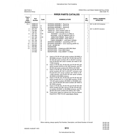 Aviation Part (63885-05) — Piper PA-28 Cherokee Aviation Part (63885-05) — Piper PA-28 Cherokee