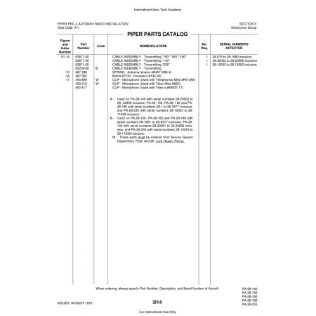 Aviation Part (62239-00) — Piper PA-28 Cherokee Aviation Part (62239-00) — Piper PA-28 Cherokee