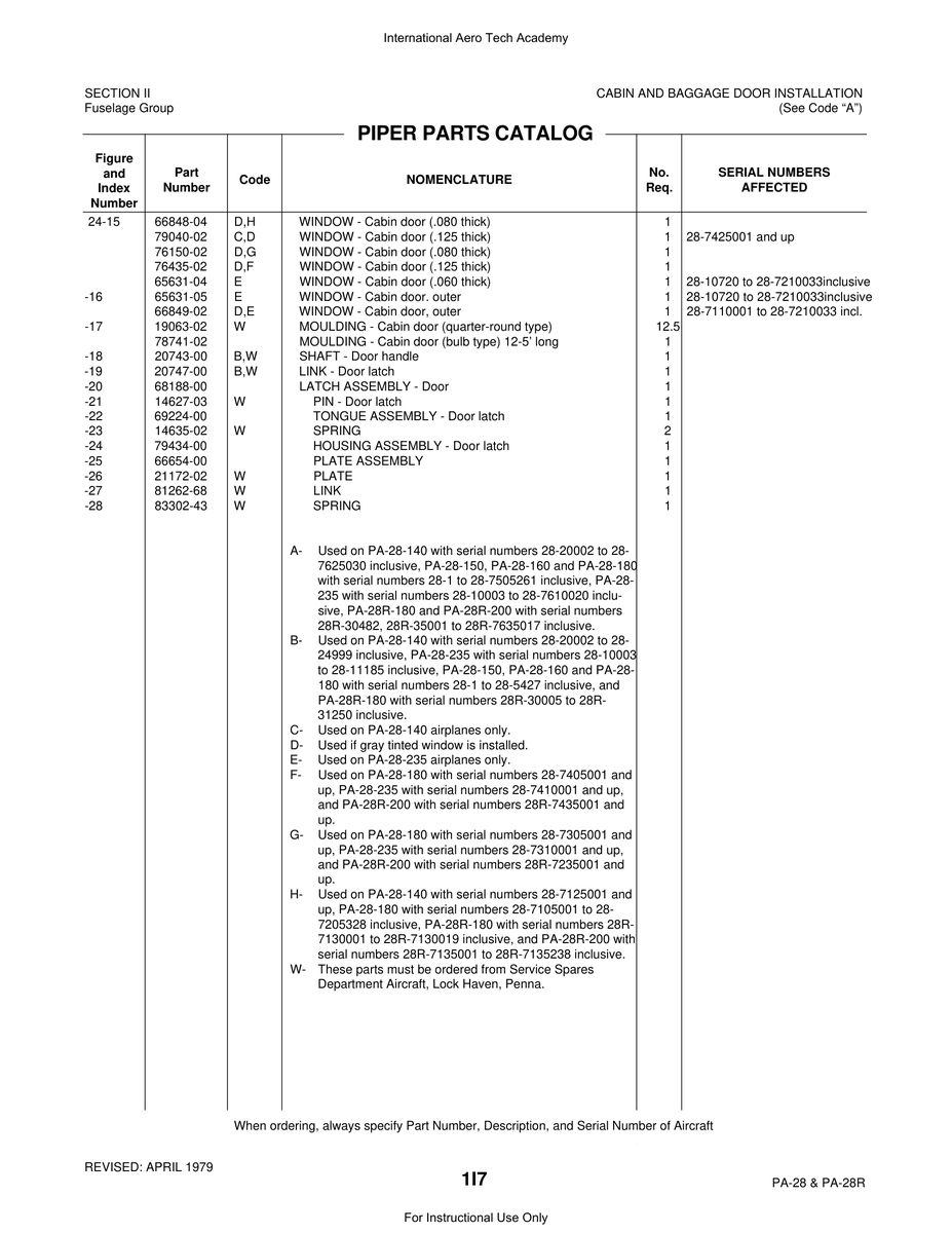 Aviation Part 14635-02 for Piper PA-28 Cherokee Aircraft
