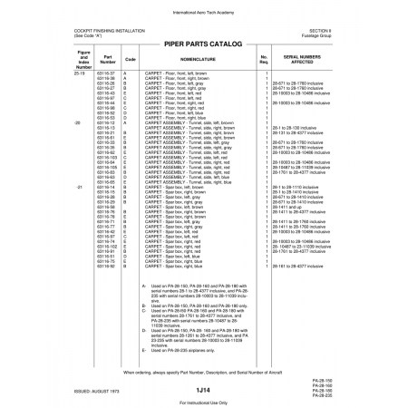 Aviation Part (63116-14) — Piper PA-28 Cherokee Aviation Part (63116-14) — Piper PA-28 Cherokee