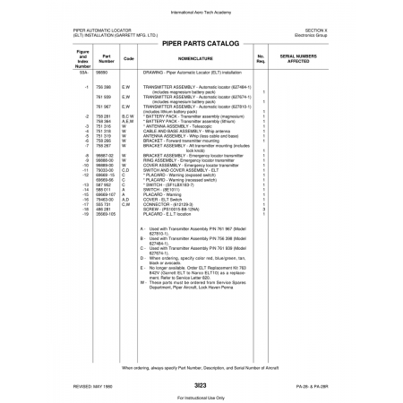 Aviation Part (69669-107) — Piper PA-28 Cherokee Aviation Part (69669-107) — Piper PA-28 Cherokee