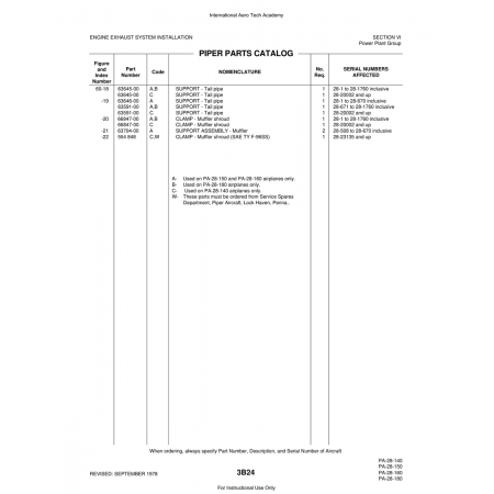 Aviation Part (63646-00) — Piper PA-28 Cherokee
