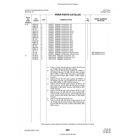 Aviation Part (63185-05) — Piper PA-28 Cherokee Aviation Part (63185-05) — Piper PA-28 Cherokee