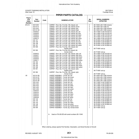 Aviation Part (63116-148) — Piper PA-28 Cherokee Aviation Part (63116-148) — Piper PA-28 Cherokee
