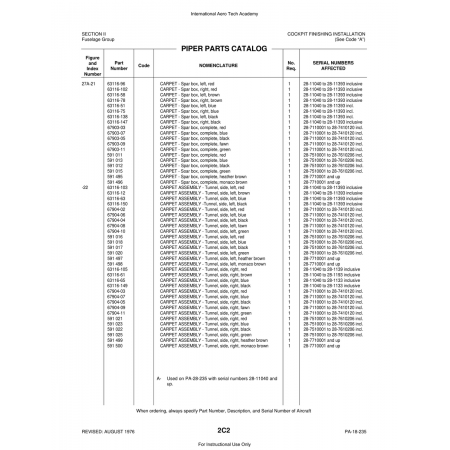 Aviation Part (63116-147) — Piper PA-28 Cherokee Aviation Part (63116-147) — Piper PA-28 Cherokee