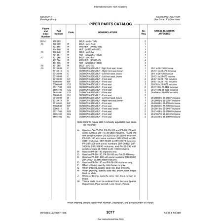Aviation Part (63139-09) — Piper PA-28 Cherokee Aviation Part (63139-09) — Piper PA-28 Cherokee