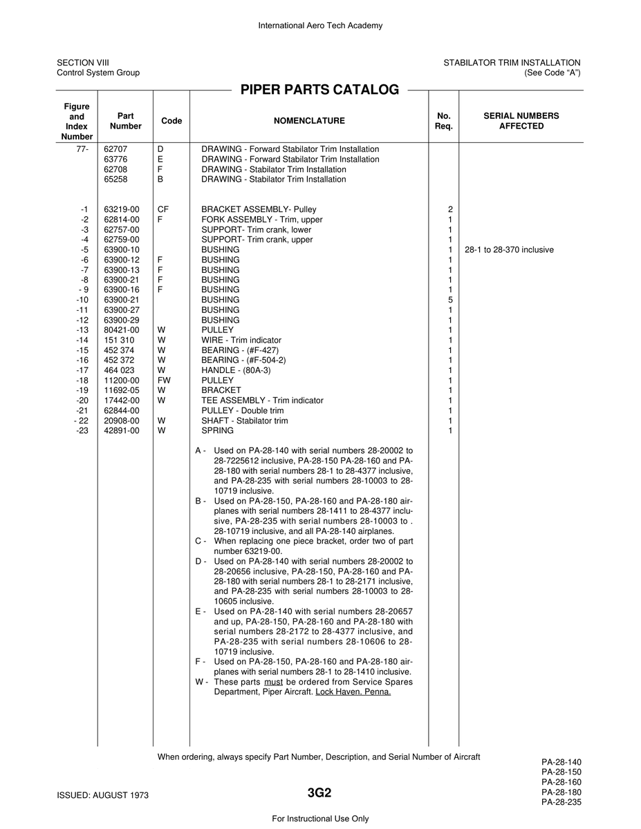 Aviation Part 11692-05 for Piper PA-28 Cherokee Aircraft