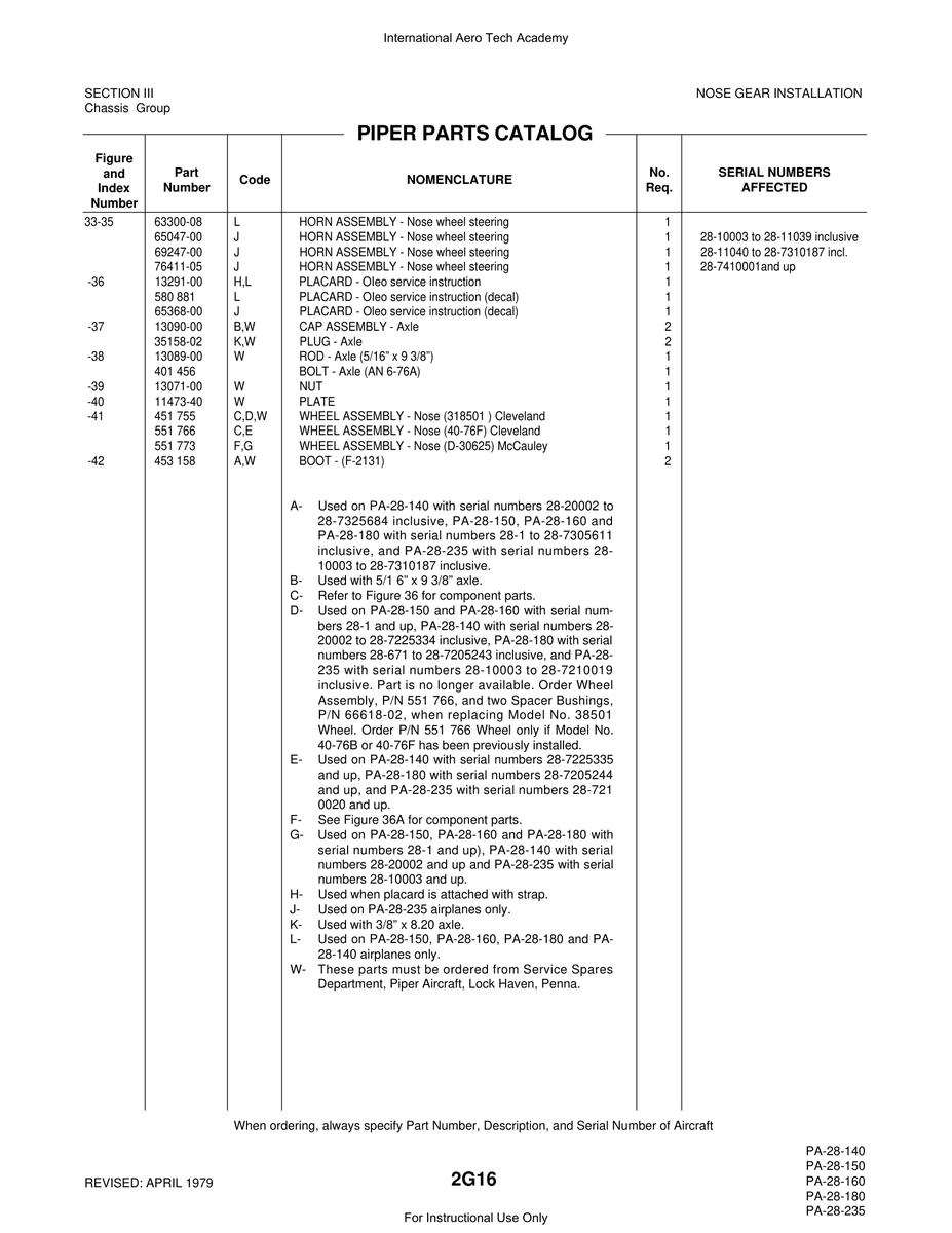 Aviation Part 13089-00 for Piper PA-28 Cherokee Aircraft