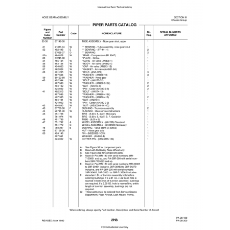 Aviation Part (20781-00) — Piper PA-28 Cherokee