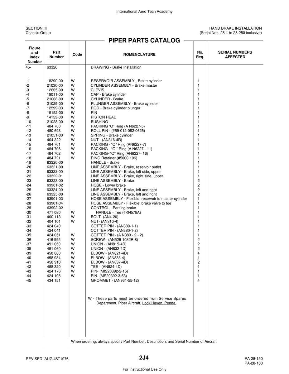 Aviation Part 21051-00 for Piper PA-28 Cherokee Aircraft
