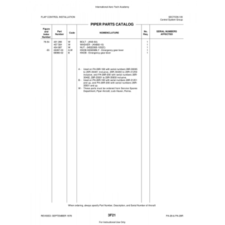 Aviation Part (22287-03) — Piper PA-28 Cherokee