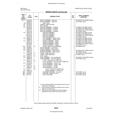 Aviation Part (65420-00) — Piper PA-28 Cherokee Aviation Part (65420-00) — Piper PA-28 Cherokee