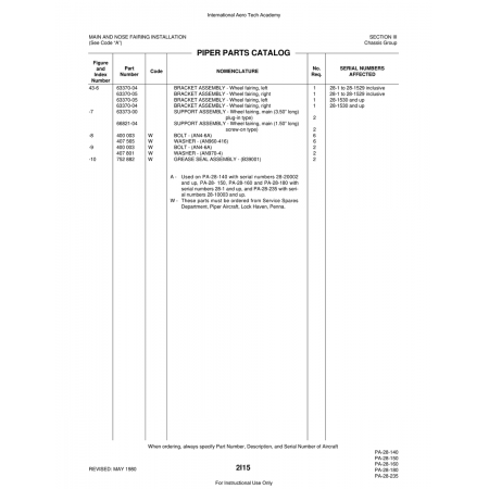 Aviation Part (63373-00) — Piper PA-28 Cherokee Aviation Part (63373-00) — Piper PA-28 Cherokee