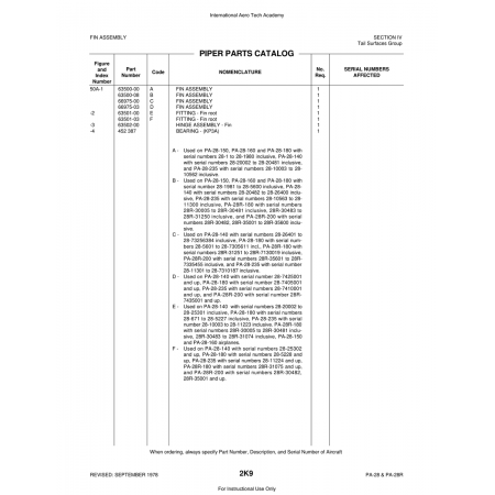 Aviation Part (63501-00) — Piper PA-28 Cherokee