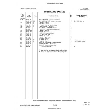 Aviation Part (62059) — Piper PA-28 Cherokee Aviation Part (62059) — Piper PA-28 Cherokee