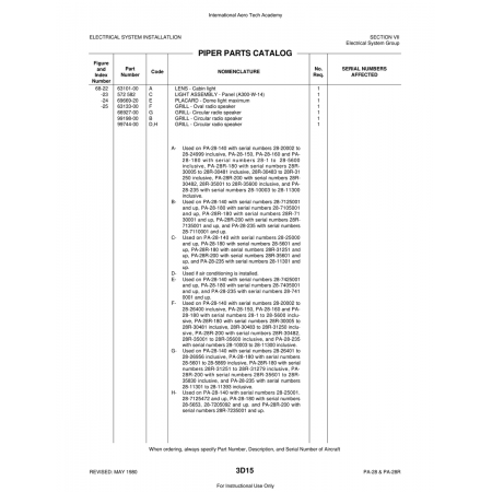 Aviation Part (63101-00) — Piper PA-28 Cherokee