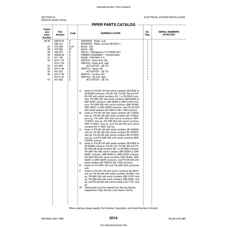 Aviation Part (63875-05) — Piper PA-28 Cherokee Aviation Part (63875-05) — Piper PA-28 Cherokee