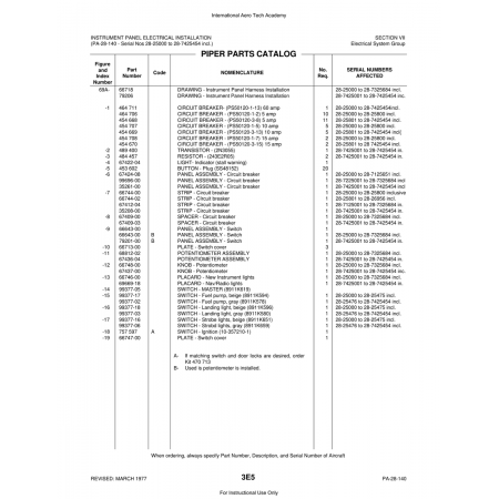 Aviation Part (35261-00) — Piper PA-28 Cherokee