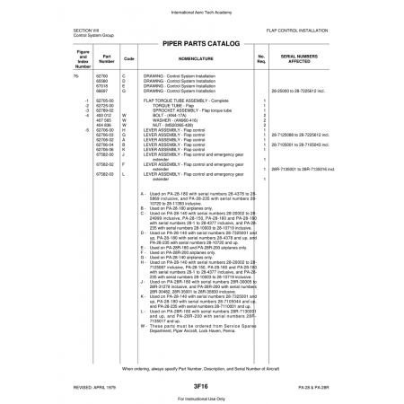 Aviation Part (62706-03) — Piper PA-28 Cherokee