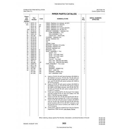 Aviation Part (62701-16) — Piper PA-28 Cherokee