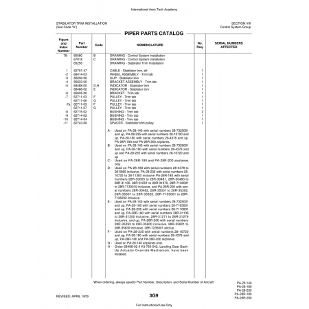 Aviation Part (62711-07) — Piper PA-28 Cherokee