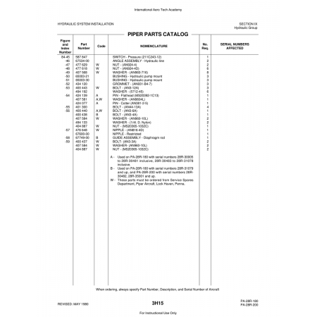 Aviation Part (65003-21) — Piper PA-28 Cherokee