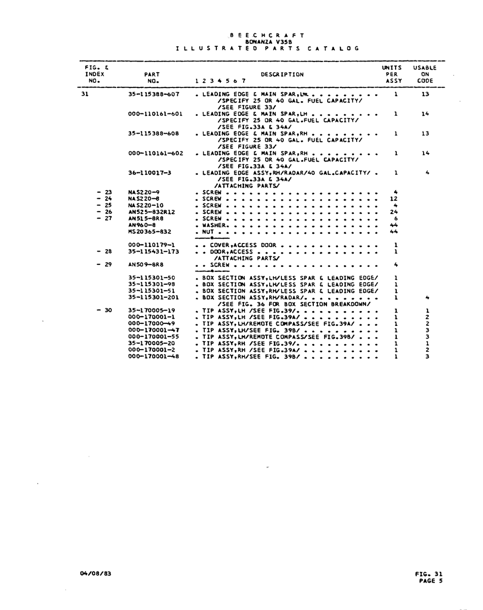Aviation Part NISZt0-9 for Beechcraft V35 Aircraft