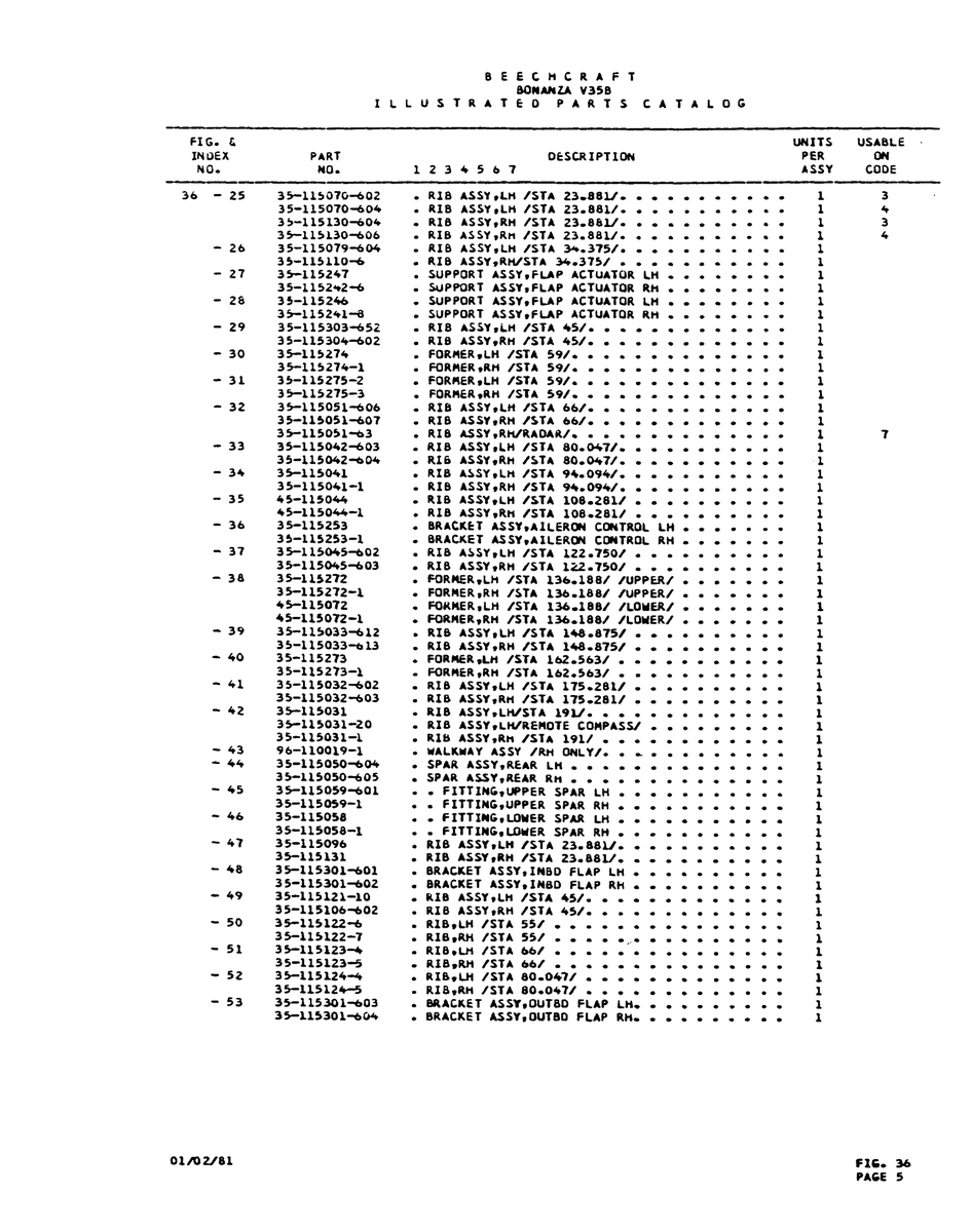 Aviation Part 15130-604 for Beechcraft V35 Aircraft