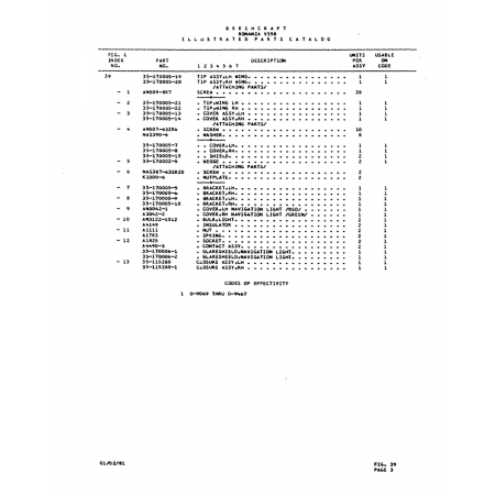 Aviation Part (XW3042-1) — Beechcraft V35