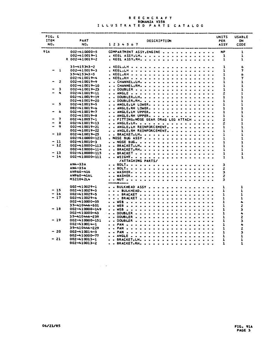 Aviation Part 002-41000 for Beechcraft V35 Aircraft