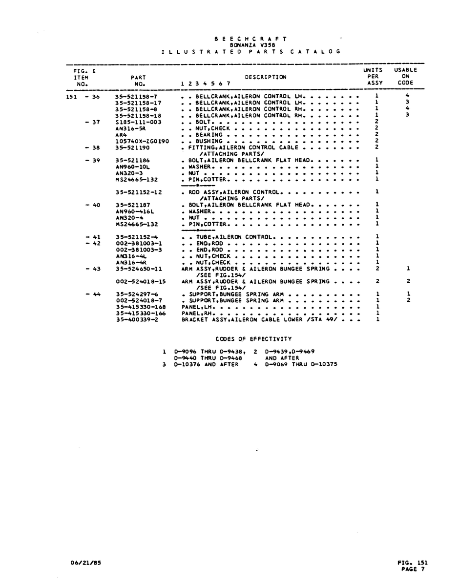 Aviation Part 002-524018-15 for Beechcraft V35 Aircraft
