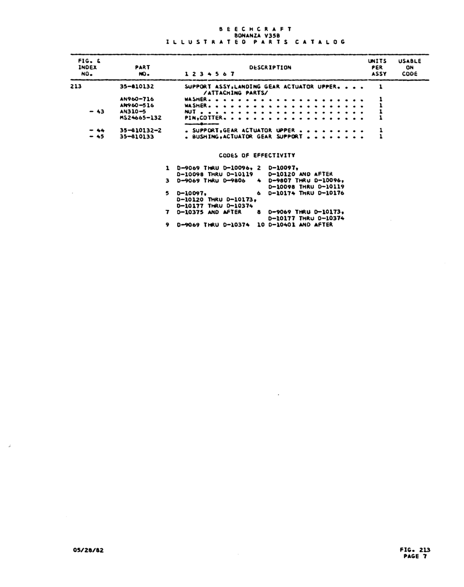 Aviation Part 0-10rt0 for Beechcraft V35 Aircraft