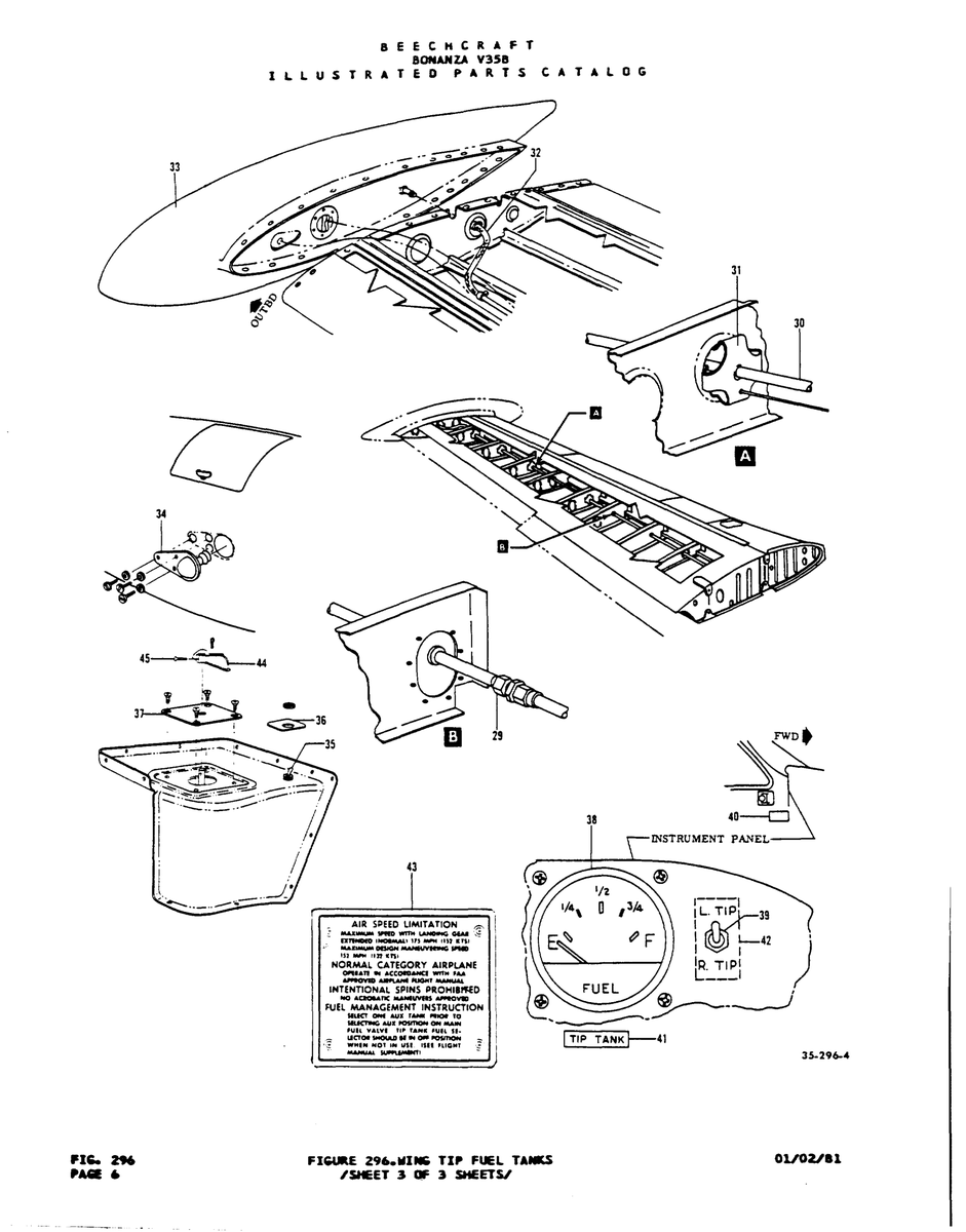 Aviation Part 35-2964 for Beechcraft V35 Aircraft