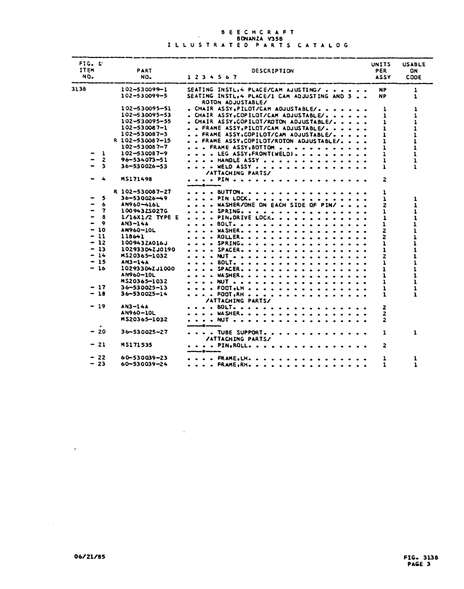 Aviation Part 102-530099-5 for Beechcraft V35 Aircraft