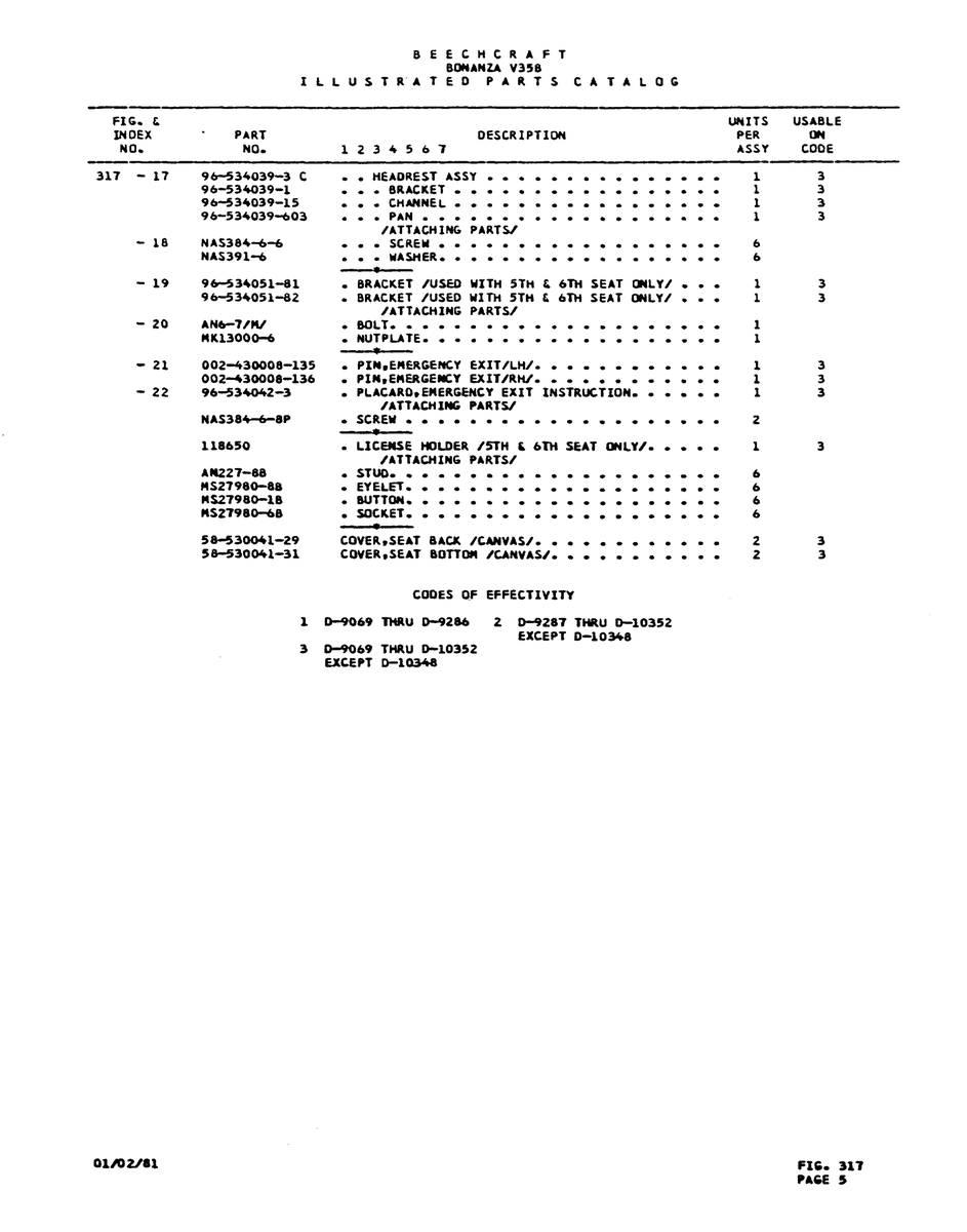 Aviation Part N15391d for Beechcraft V35 Aircraft