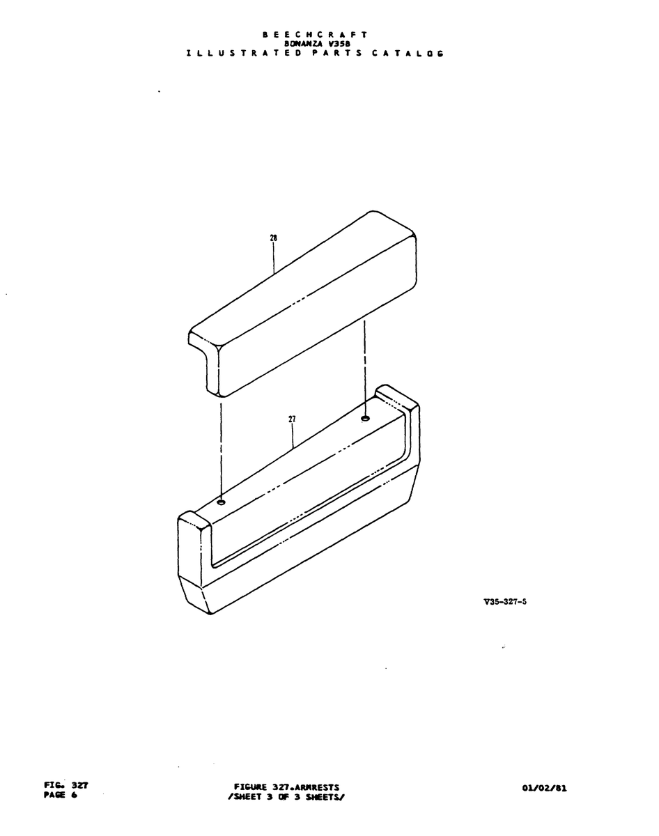 Aviation Part V35-327-5 for Beechcraft V35 Aircraft