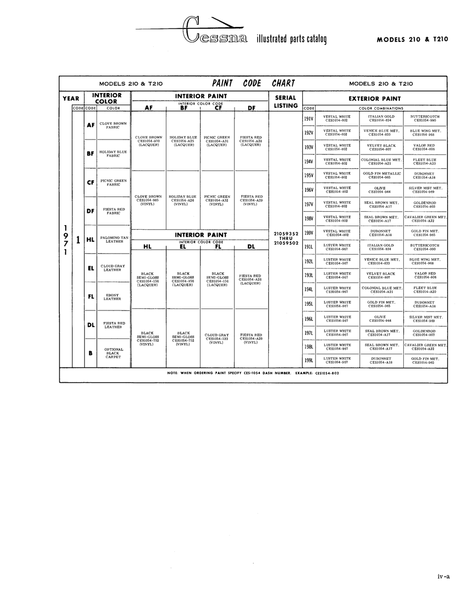 Aviation Part CES1054-A20 for Cessna T210F Aircraft